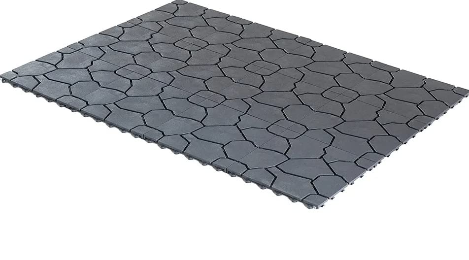 Garden of Eden - Tuintegels - Vlonder - Vlondertegel - Terrastegels Kunststof - Grijs - Steenpatroon 28x28CM - 4 Tegels voor op Balkon, Terras, Tuin etc. - Image 5