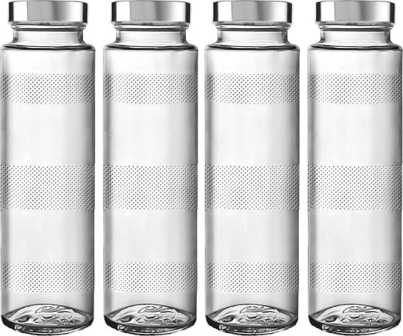 Freshsip FreshSip Glass Fridge Water Bottle with Steel Cap, 750ml, Set of 3 ...