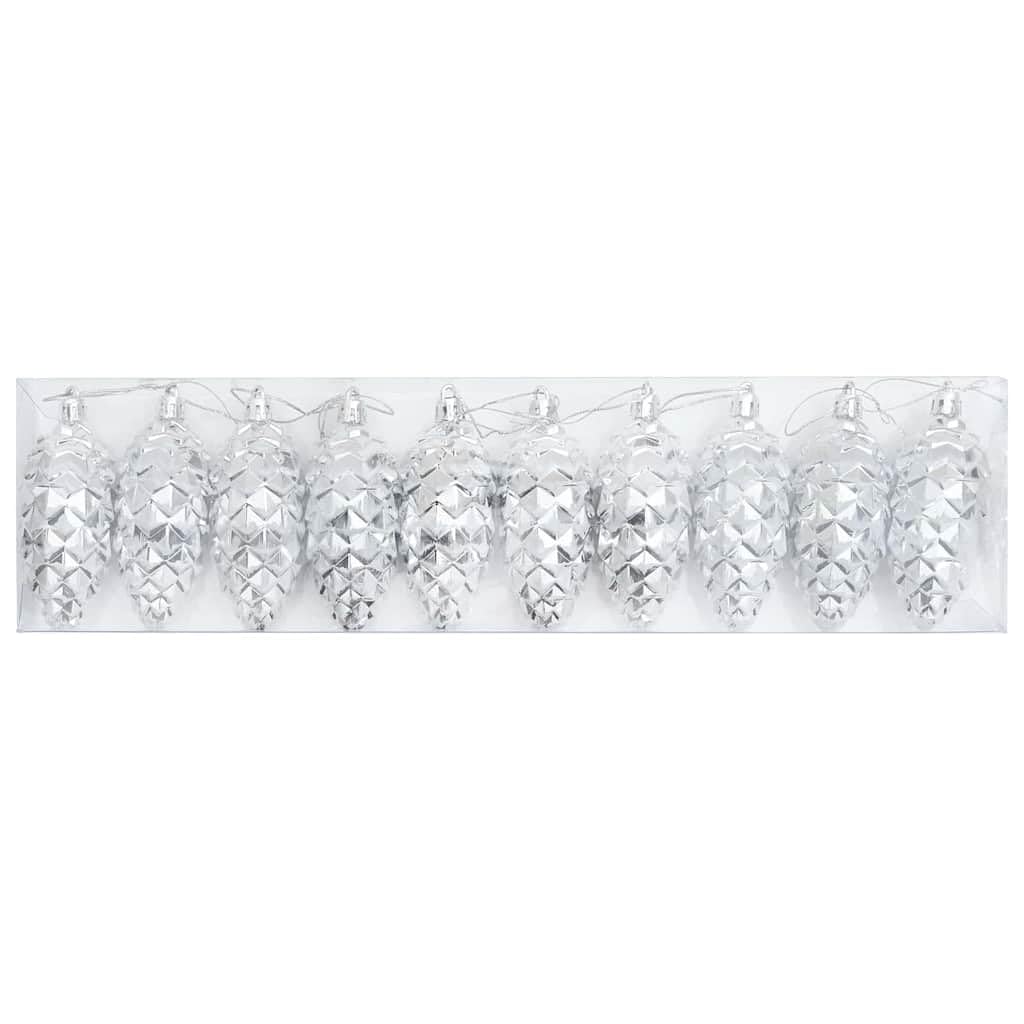 Mangloder Weihnachts-Tannenzapfen Kugel, 40 Stück Silber Kunststoff 4 x 9 cm, Christbaumschmuck Baumbehang Ornament Zapfen für Innen, geschützten Außenbereich, Advent und Winterdeko