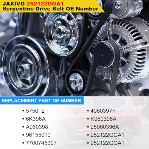 Image of 252122GGA1 Serpentine Drive Main Belts Alternator and A /C Compressor for Hyundai 15-19 Sonata,19-20 Santa Fe,18-21 Tucson,for Kia 16-20 Optima,17-22 Sportage,16-18 Sorento,6-Rib 39.69 inch Length