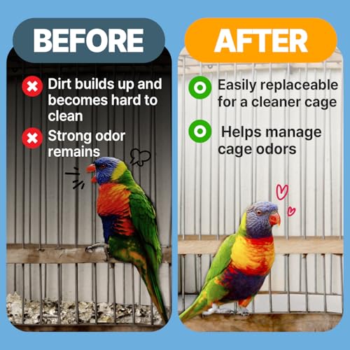 Image of T TORTO9 Non-Woven Bird Cage Liners 31 x 21.5 Inch (120 Sheets) - Absorbent, Lint-Free Disposable Cage Tray Liners for Large Bird Cages