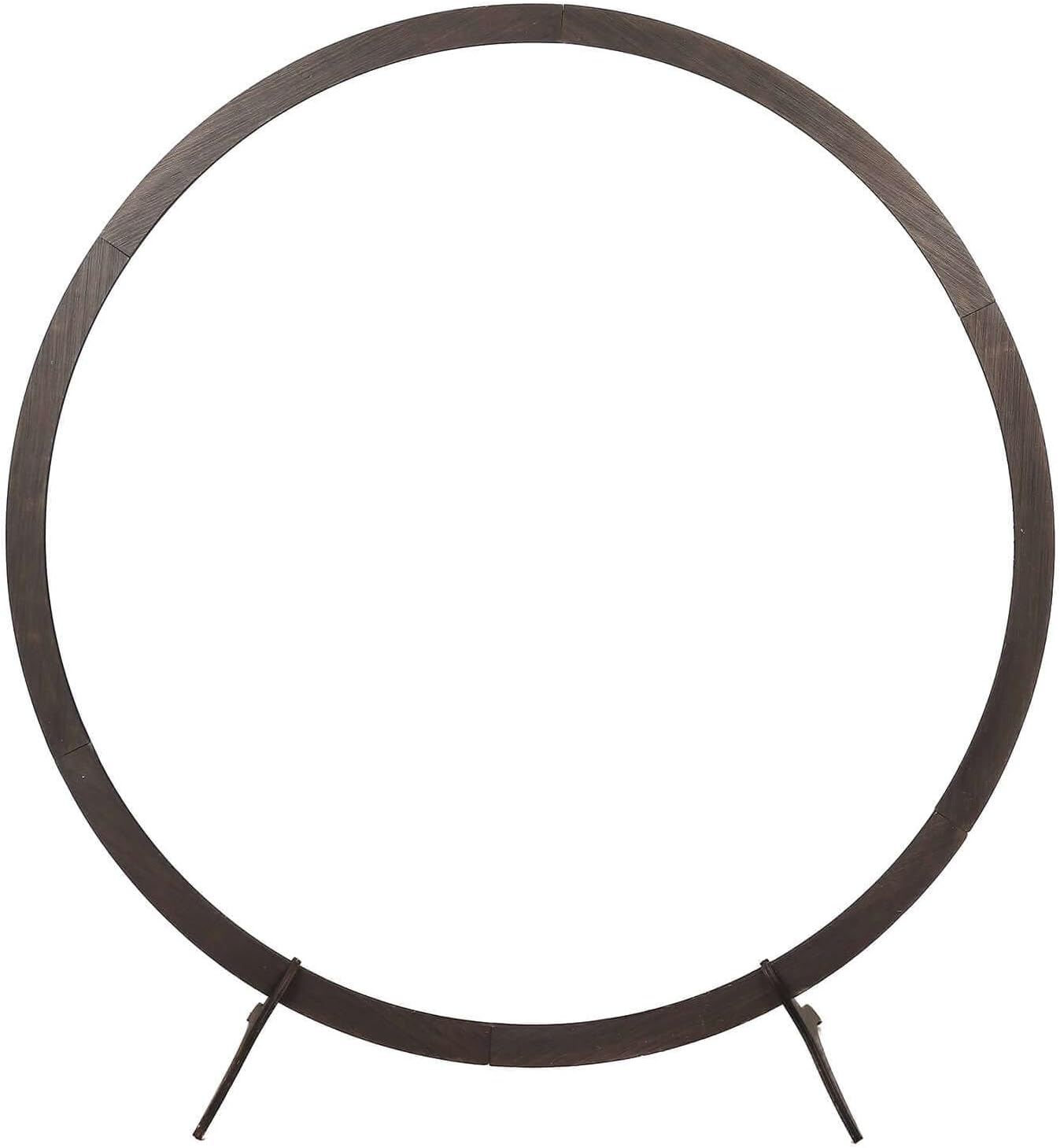 Efavormart 7.4ft Dark Brown Round Wooden Wedding Arch Stand, Rustic DIY Circular Moon Gate Backdrop Stand for Professional Event Staging