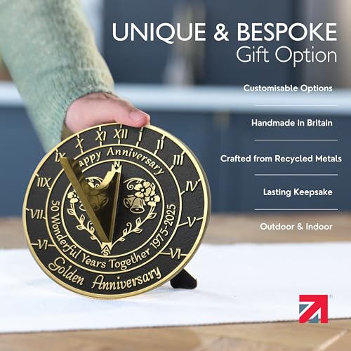 image for The Metal Foundry Anniversary Sundial Gift for 50th Golden Wedding Ann