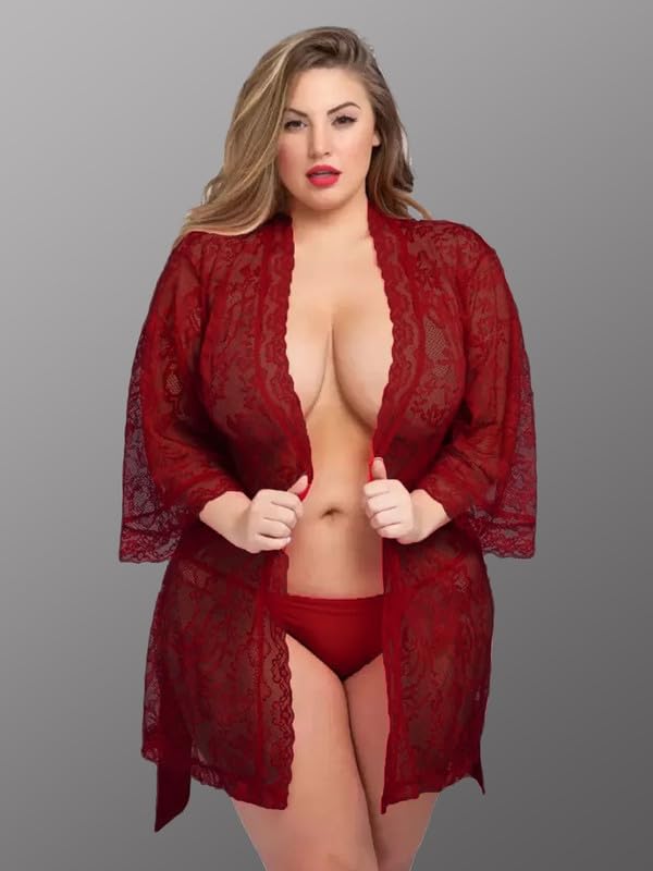 Image of Net Lace Spandex Women Babydoll Nightgown Honeymoon Lingerie Nighty