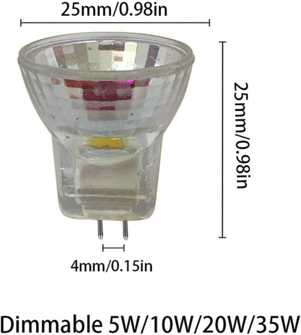 4Pc MR8 Light Bulbs 20W 6V MR8 Low Voltage Bulb MR8 Halogen Light Bulb 6V 5W MR8 Mini Spotlight GU4 Bi-Pin Base Dimmable 10W
