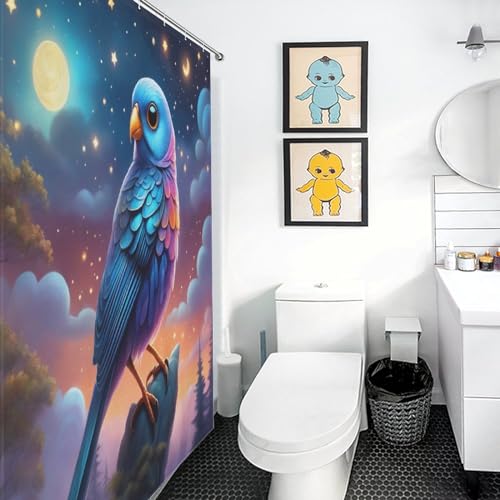 Rideau de douche oiseau mignon imperméable en tissu polyester 140x183cm