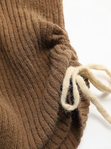 CIDER Two Tone Rib Knit Halter Drawstring Top3