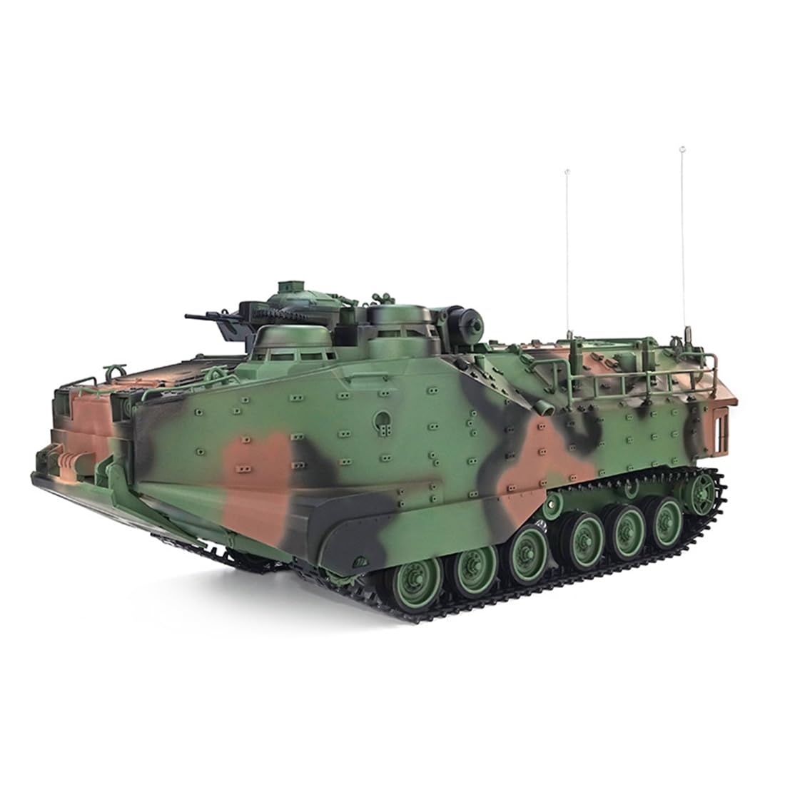 1:16 AAVP-7A1 - Carro armato radiocomandato, 2,4 GHz, completamente proporzionale, ingranaggi in metallo e catene in metallo, infrarossi, suono, luce e fumo, versione aggiornata, mimetico