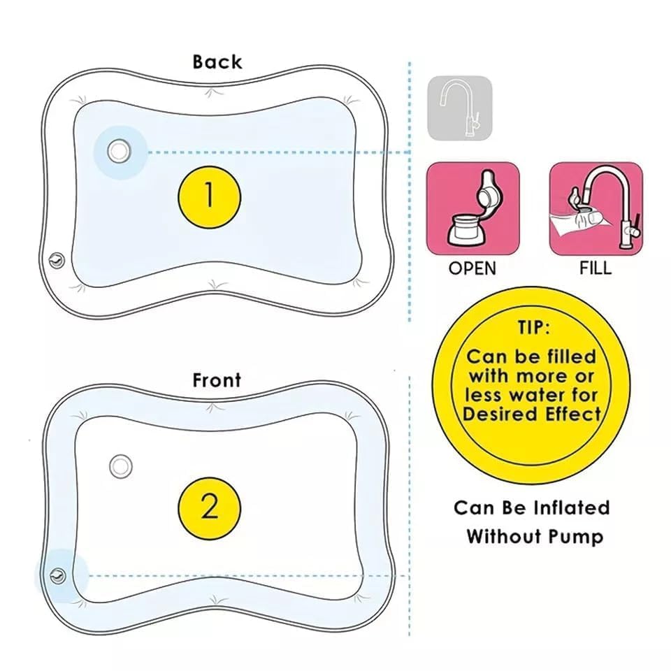 Image of Heavy Duty Tummy Time Water Mat for Babies | Sensory Play Gym for 6-12 Months | Newborn Baby Essentials | Water-Filled Activity Mat | Baby Gifts | Pack of 1 (BEBY Water MAT Square)