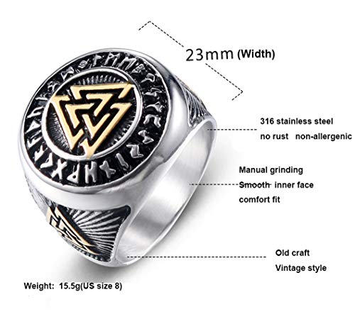 Bague homme acier inoxydable Odin, cadeau idéal anniversaire noël