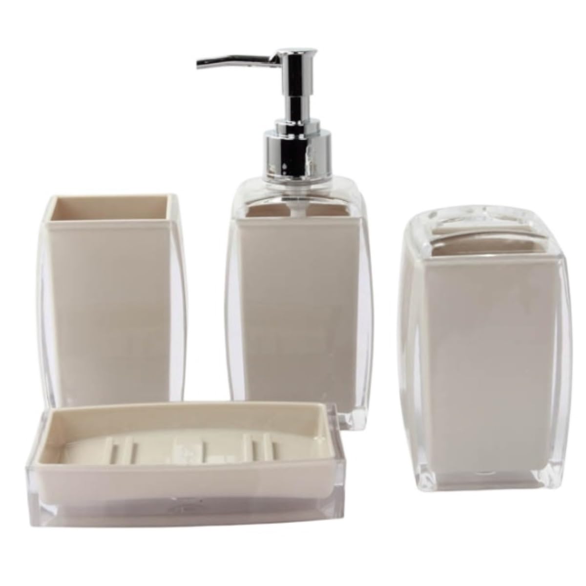 Lyvqzpwlr Beige Plastic Lotion Soap Dispenser Set