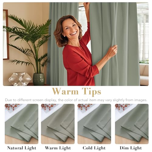 Image of H.VERSAILTEX Blackout Curtains Thermal Insulated Window Treatment Panels Room Darkening Blackout Drapes for Living Room Back Tab /Rod Pocket Bedroom Draperies (2 Panels, Sea Grass, 52 x 72 Inch)