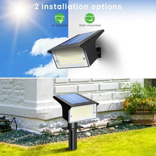 Image of XERGY Solar LED Spot Lights | Waterproof Outdoor Landscape Lighting | 3 Brightness Modes | Adjustable Head | 2 Install Options (Wall Mount & Ground Stake) | Auto On /Off for Garden, Lawn & Pathway