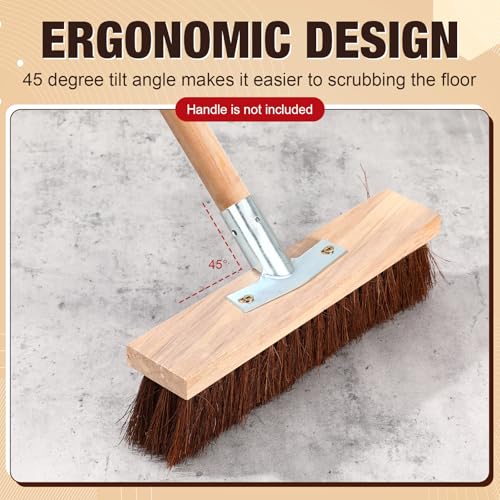 Image of Vesici 6 Pcs Deck Brush Heads 10.6 x 2.4 Inch Heavy Duty Replacement Wide | Concrete Garage Driveway Cleaning, Boat Deck Shop Use, Wood Base Threaded Mount, Synthetic Bristles for Scrubbing Surfaces