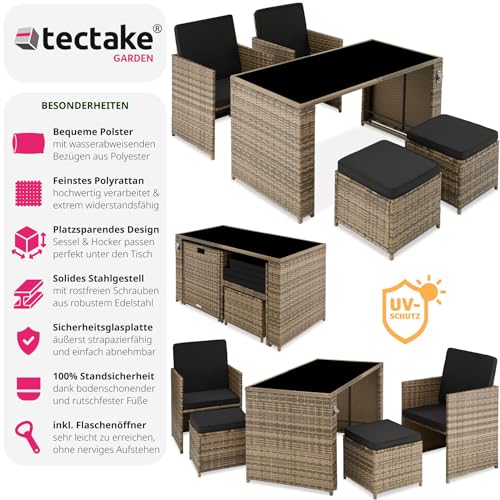 Rattan Gartenmöbel Sitzgruppe von tectake, 5-teiliges Set