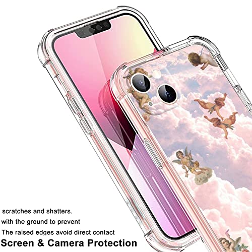 Cute Angel Phone Case For Iphone 13,Cute Angel Baby Clouds Pink Aesthetic Cute Phone Case For Girls Women With Cool Trendy Design Shockproof Soft Tpu Gift Cover Case For Iphone 13 #TOP2