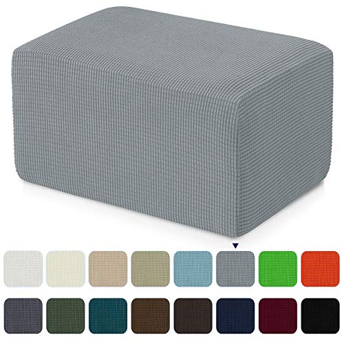 subrtex Stretch Storage Ottoman Slipcover Protector Oversize Spandex Elastic Rectangle Footstool Sofa Slip