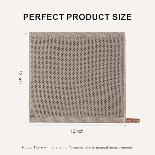 Image of joybest Cotton Kitchen Dish Cloths, 8-Pack Waffle Weave Ultra Soft Absorbent Dish Towels Washcloths Quick Drying Dish Rags, 12x12 Inches, Coffee