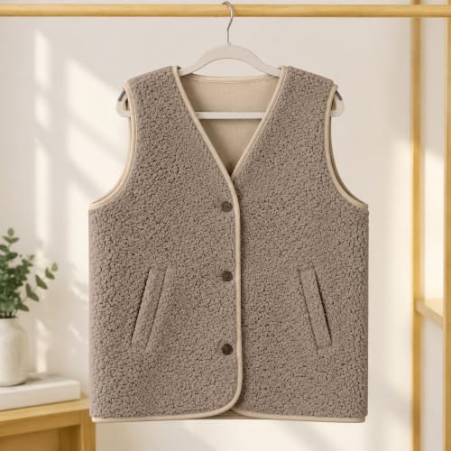 Kids Girls Fleece Teddy Vest Lightweight Waistcoat Fuzzy Jacket With Pocket - image 3