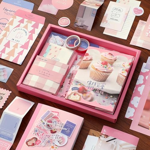 Image of GDNK 346pcs Vintage Journal Scrapbook Pack Kit for Art Journaling Bullet, Planners DIY Paper Stickers, Craft Kits Notebook, Collage Album Aesthetic Sticker (Moonlight) (Pink)
