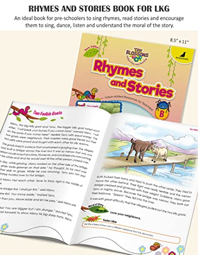 Image of Woodsnipe Tiny Blossoms Rhymes & Stories with STICKERS| Preschoolers Nursery Ages 2 to 4 | Short Moral Stories| Fun old and new Rhymes, Activity Pages with Colouring, Puzzles and much more