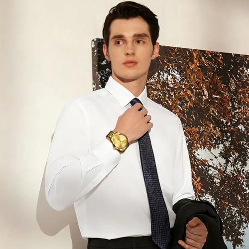 Image of OLEVS Watches for Men Business Dress Diamond Analog Quartz Big Face Luxury Classic Stainless Steel Waterproof Luminous Two Tone Wristwatch