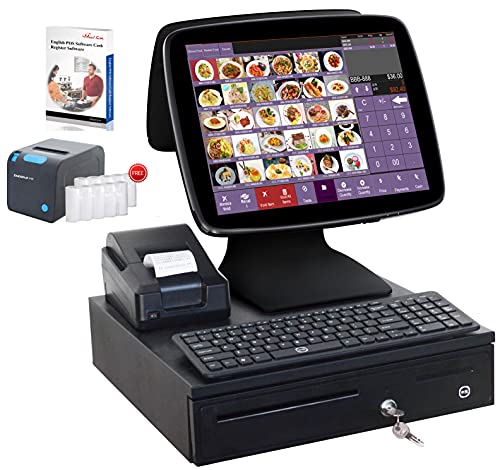 MEETSUN A3D Windows Cash Register POS Terminal Touch Screen Restaurant Point of Sale System SET03(Double Screen)