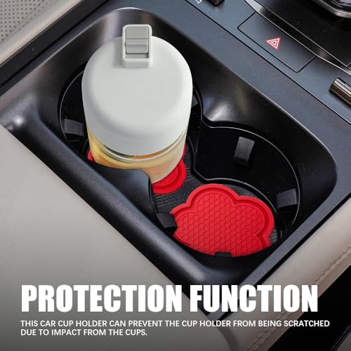 4 piezas porta vasos para carro con diseño floral rojo miniatura 4