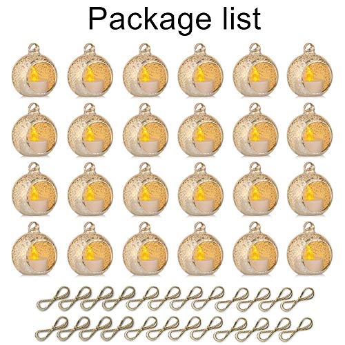 Sziqiqi Glass Tea Light Holders Glass Globe Candle Holder With Battery Operated Led Candles, Christmas Tree Centerpieces Decoration For Wedding Birthday Christmas Party, Set Of 24 Speckled Gold #TOP5