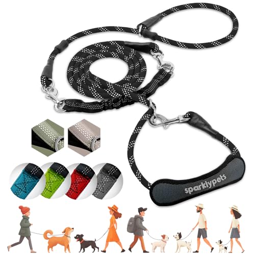 SparklyPets Multifunctional Bungee Hands Free Leash with Detachable Slip Lead – Crossbody & Waist Leash for Dog Walking, Medium & Large Breeds (Black)
