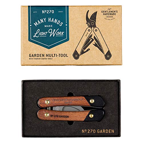 Gentlemen's Hardware 7-in-1 Garden Multi-Tool with Stainless Steel Tools and Wood Handles