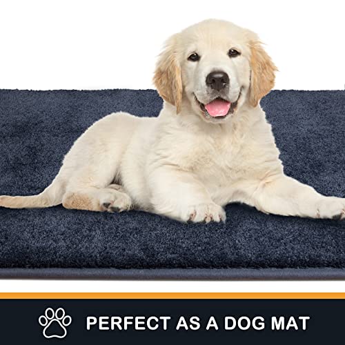 PURRUGS Dirt Trapping Door Mat 20" x 31.5", Non-Slip Machine Washable Entry Rug, Shoe Scraper, Dog Doormat, Super Absorbent Welcome Mat for Front & Back Door, Muddy Shoes & Paws, Navy Blue