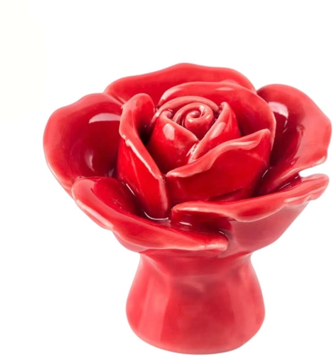 JYABSLNAJ Cabinet Pulls, with nting Screws Vintage Kitchen Rose Flower Drawer Knobs Pull Handles(Red)