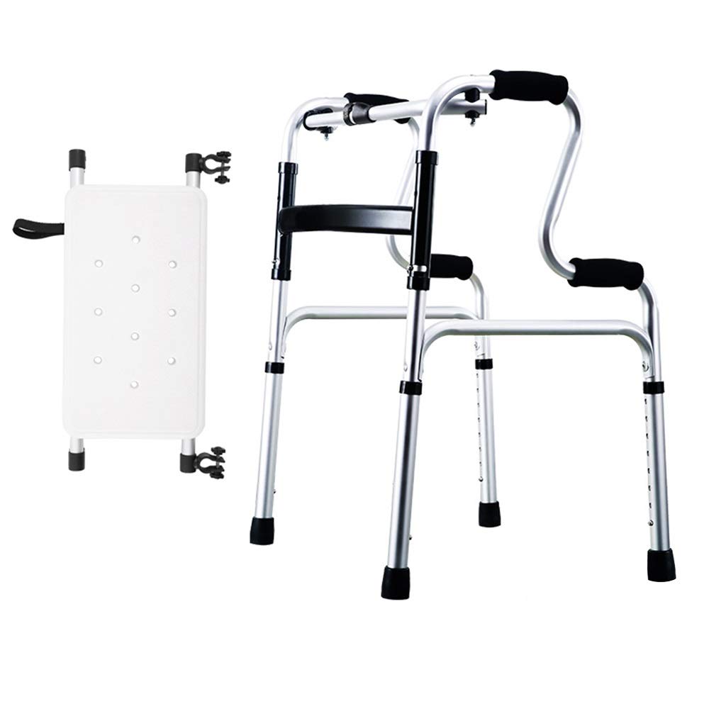 Deambulatore pieghevole con gambe regolabili a 8 livelli, multifunzione, accessori rimovibili, leggero, supporto per mobilità da viaggio (con piastra da bagno)