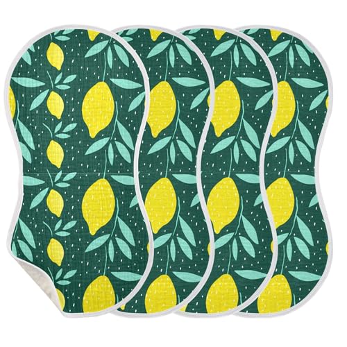 xigua Yellow Lemons Muslin Baby Burp Cloths Set of 2, Super Soft & Absorbent Burping Rags, Cotton Burp Clothes Shower Gift for Newborn, Baby Girls and Boys3