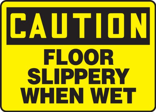 Panneau Caution Floor Slippery When Wet Accuform en plastique jaune 25x35 cm