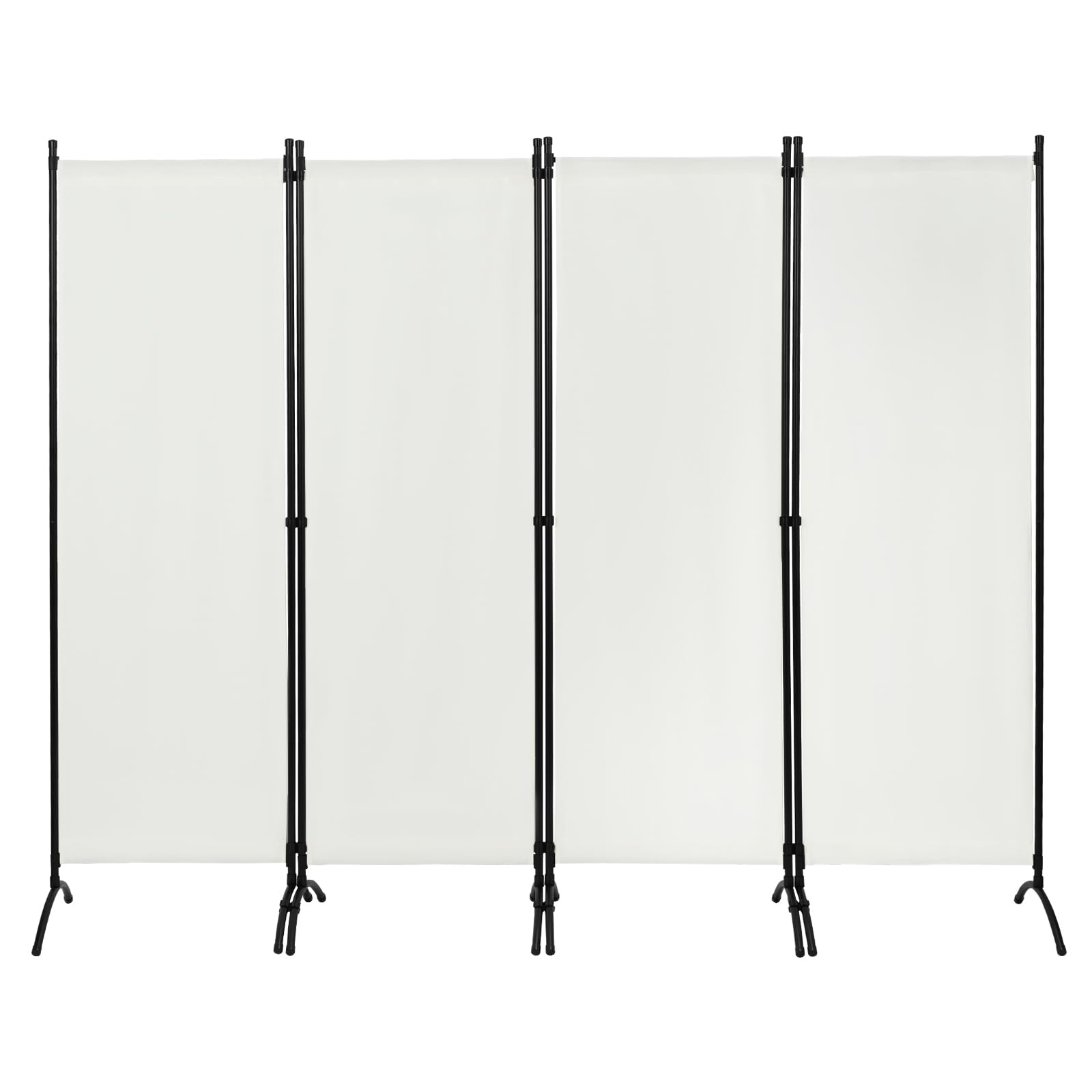 WOLTU Paravento 4 Pannelli 224x182 cm Crema, Divisorio per Camera da Letto, Parete Divisoria Pieghevole, Paravento per Interni ed Esterni, Ideale per Soggiorno, Balcone e Giardino