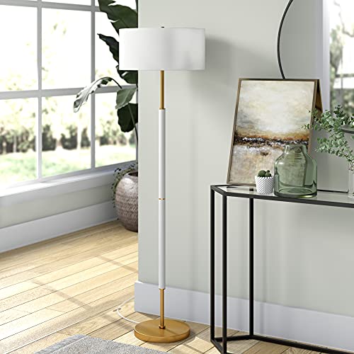 Image of Henn&Hart 61 inch Modern 2-Light Floor Lamp, Flat White