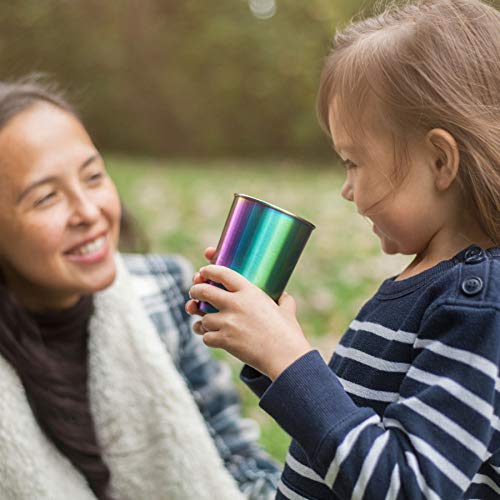Rainbow Stainless Steel Cups 10 Oz 4-Pack | Ideal For Kids | Eco-Friendly, Healthy Food-Grade Safe Drinking Glasses | Durable & Unbreakable For Indoor & Outdoor Use | Bpa Free #TOP7