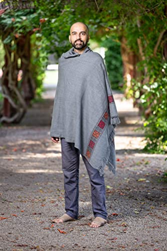 Om Shanti Crafts Meditation Shawl or Blanket, Vegan Wool Wrap, Oversize Scarf, Indian Blanket. Unisex3