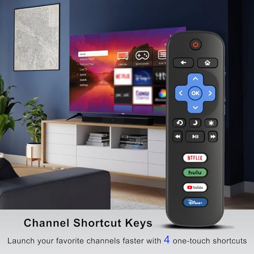 Image of Luyeper Replacement Remote Control for Roku TV | for TCL /Hisense /Onn Roku TVs. No pairing, Instant Use, 4 Shortcut Keys, 1-year Warranty. Not for Roku Stick /Box