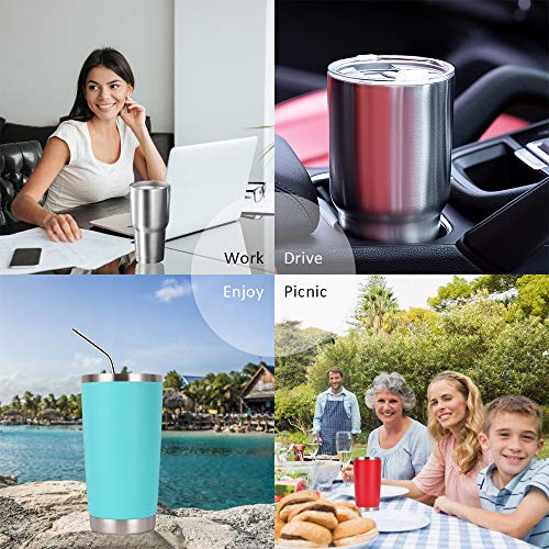 Y·JH 20oz (550ml) Vaso de viaje de Taza de café con aislamiento al vacío de doble pared Taza de café de acero inoxidable… - Imagen 6