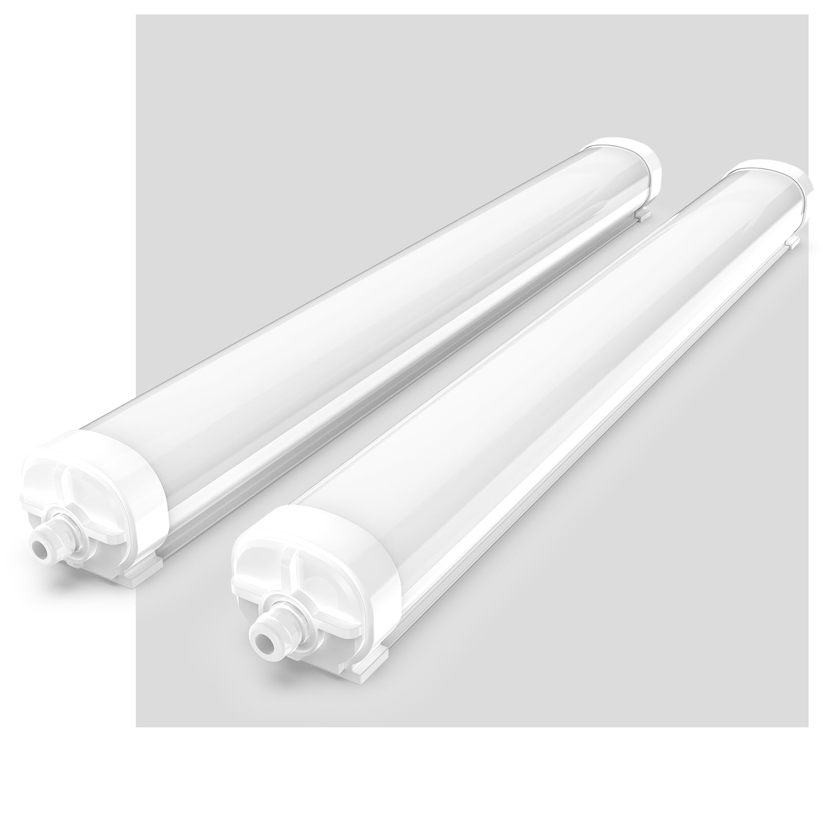 2er Pack LED Feuchtraumleuchte 120cm 36W 4500lm 4000K Neutralweiß IP65 wasserdicht verknüpfbar (bis zu 20 Leuchten) Wannenleuchte für Werkstatt, Keller, Garage