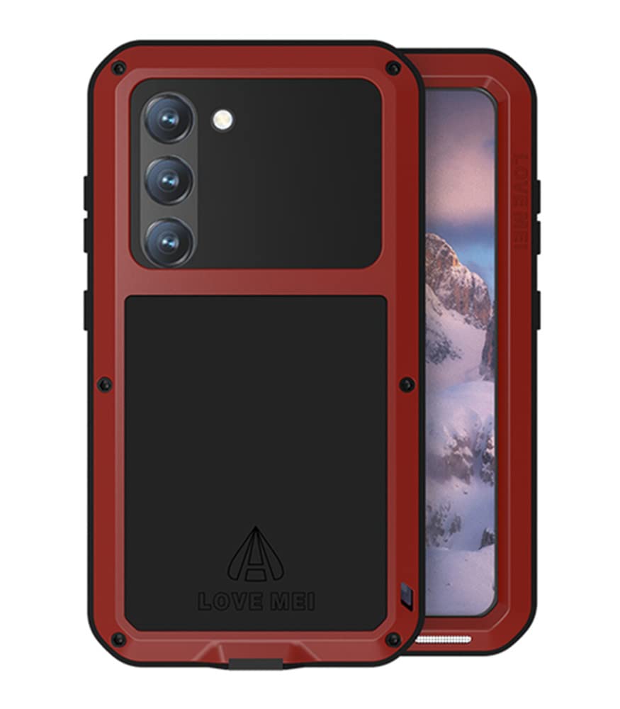 LOVE MEI for Samsung Galaxy S23 Case, Outdoor Heavy Duty Rugged Full Body Protection Case Military Armor Bumper Aluminum Metal Dust/Shockproof Case