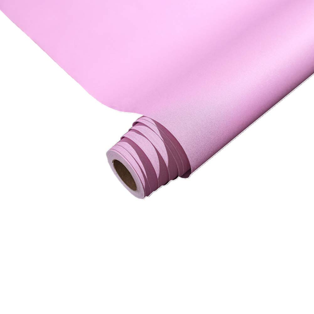 Taamall Self Adhesive Solid Color Matte Textured Vinyl Paper Peel Stick Waterproof Shelf Drawer Liner Cabinet Sticker 15.8inch by 98inch (Pink)