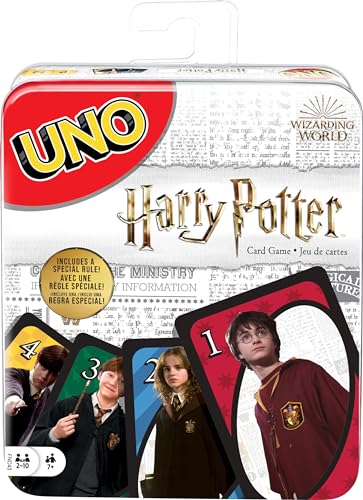 Mattel Games UNO Harry Potter Card Game in Storage Tin for Kids, Adults & Parties,...