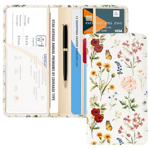 Image of CoBak Car Registration and Insurance Holder | Vehicle Glove Box Organizer, Auto Truck Compartment Document Case with Magnetic Closure for Insurance & Driver License