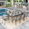 Sophia & William Patio Dining Set 9 Pieces, 8 Quick Dry Textilene Chairs and 83"x 39" Large Rectangular Outdoor Dining Table, All-Weather Patio Furniture for Lawn, Park, and Courtyard Support 350lbs