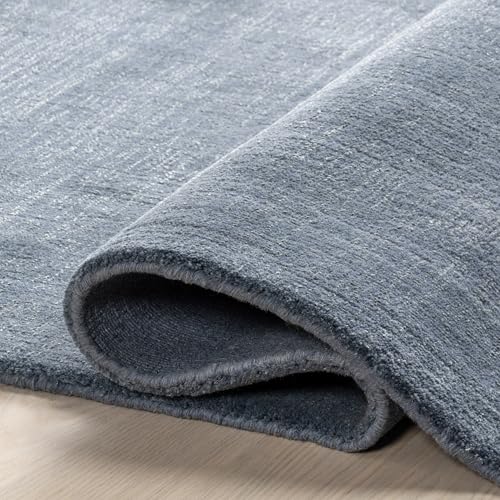Image of Nuloom Speckled Denim Solid Flatweave Wool Runner Rug, 2' x 8' | Nuloom Speckled Solid 2' x 8' Wool Runner Rug for Living Room Bedroom Dining Room Entryway Hallway, Denim