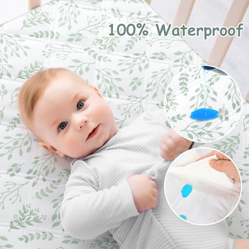 Image of Yoofoss Waterproof Crib Mattress Protector 2 Pack, Quilted Crib Mattress Pad Cover Ultra Soft and Breathable, Machine Washable Toddler Mattress Protector for Standard Baby Crib Size 52''x28''